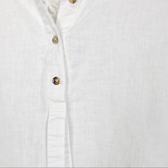 Moonlight Y&S Fashion Design | White Lace Back Long Sleeve Linen Tunic Shirt - Picture 7 of 10